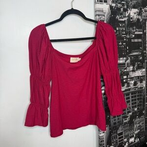 Nation LTD Hillary Romance Tee Puff Sleeve Top Heartbreaker Pink Size S